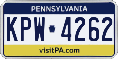 PA license plate KPW4262