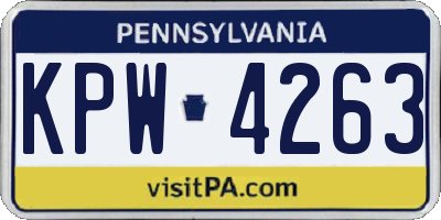 PA license plate KPW4263