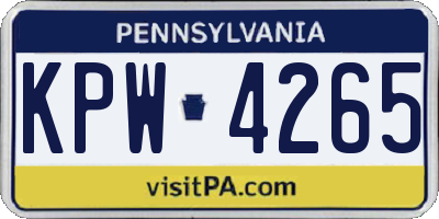 PA license plate KPW4265