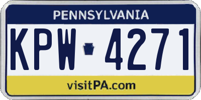 PA license plate KPW4271