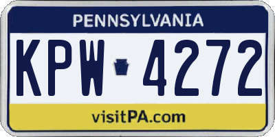 PA license plate KPW4272