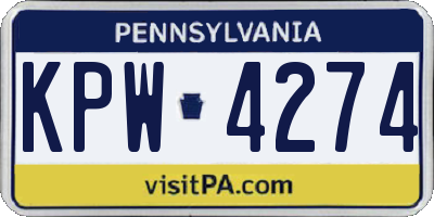 PA license plate KPW4274