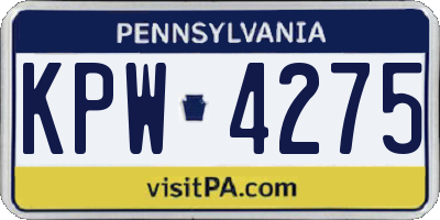 PA license plate KPW4275