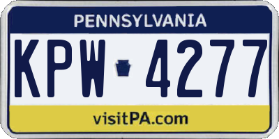PA license plate KPW4277