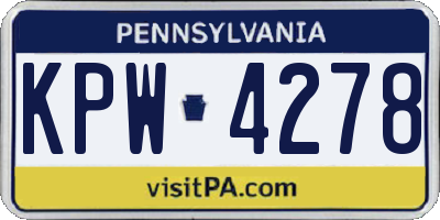 PA license plate KPW4278