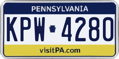 PA license plate KPW4280