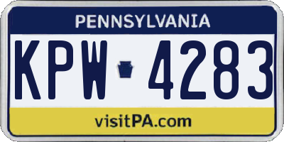 PA license plate KPW4283