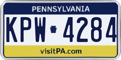 PA license plate KPW4284