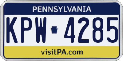 PA license plate KPW4285