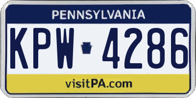 PA license plate KPW4286