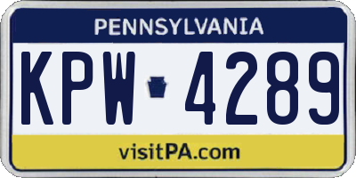 PA license plate KPW4289