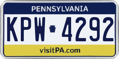 PA license plate KPW4292
