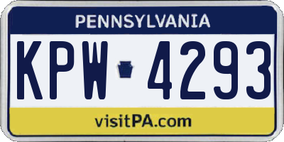 PA license plate KPW4293
