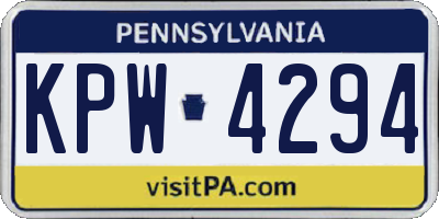 PA license plate KPW4294