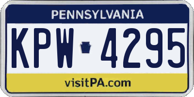 PA license plate KPW4295