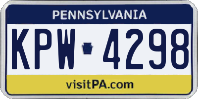 PA license plate KPW4298