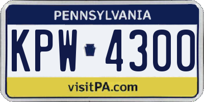 PA license plate KPW4300