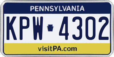 PA license plate KPW4302
