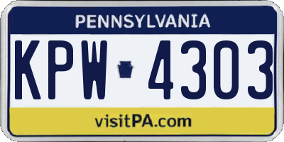 PA license plate KPW4303