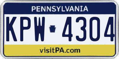 PA license plate KPW4304