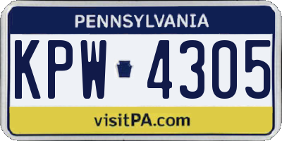 PA license plate KPW4305