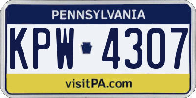 PA license plate KPW4307