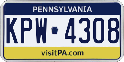 PA license plate KPW4308
