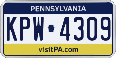 PA license plate KPW4309