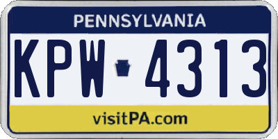 PA license plate KPW4313