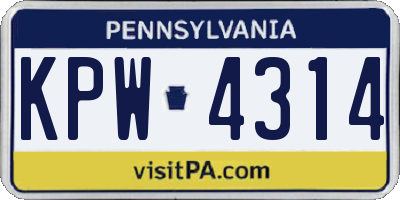 PA license plate KPW4314