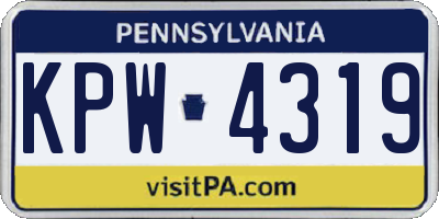 PA license plate KPW4319