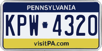 PA license plate KPW4320