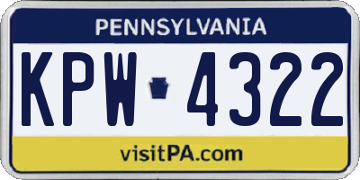 PA license plate KPW4322