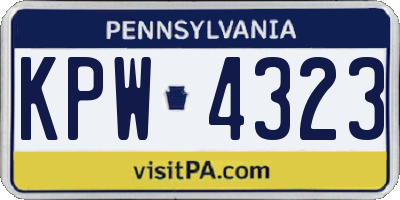 PA license plate KPW4323