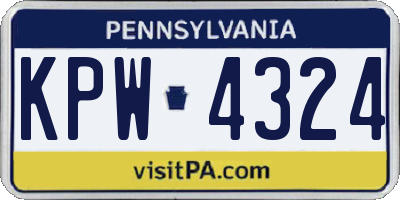 PA license plate KPW4324