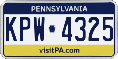 PA license plate KPW4325
