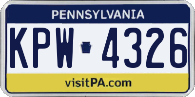PA license plate KPW4326
