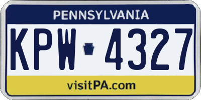 PA license plate KPW4327