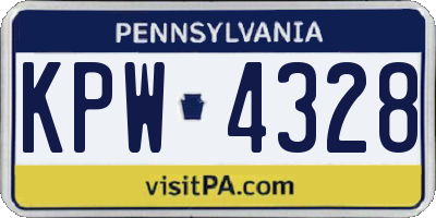 PA license plate KPW4328