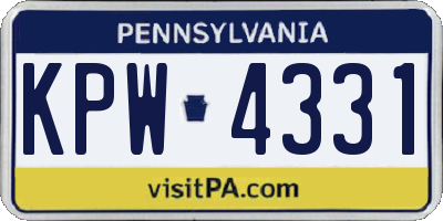 PA license plate KPW4331