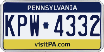 PA license plate KPW4332