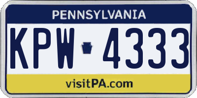 PA license plate KPW4333