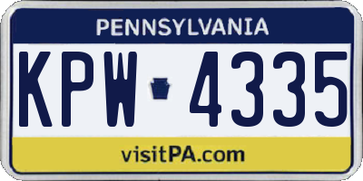PA license plate KPW4335