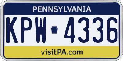 PA license plate KPW4336