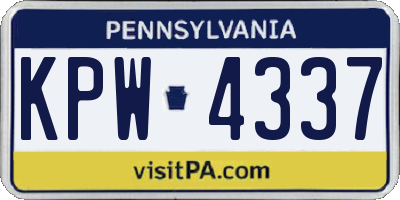 PA license plate KPW4337