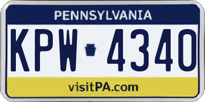 PA license plate KPW4340