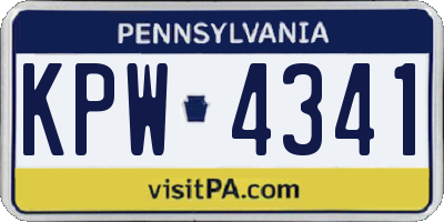 PA license plate KPW4341