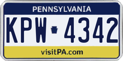 PA license plate KPW4342