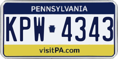 PA license plate KPW4343