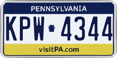 PA license plate KPW4344